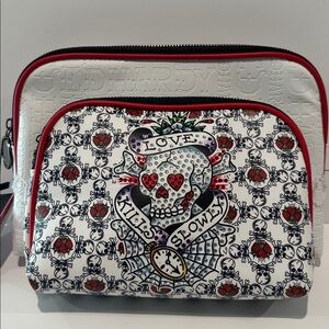 NWT Ed Hardy (2) piece Love Kills Slowly Cosmetics bag Set.